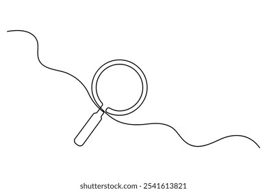 Continuous line illustration of a magnifying glass