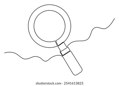 Continuous line illustration of a magnifying glass