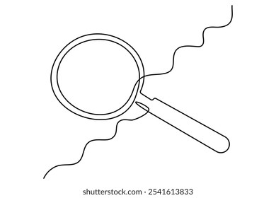 Continuous line illustration of a magnifying glass
