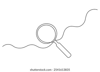 Continuous line illustration of a magnifying glass