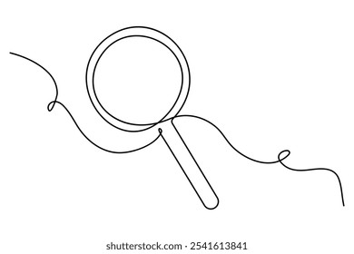 Continuous line illustration of a magnifying glass