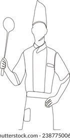 continuous line illustration of a man wearing a chef's shirt