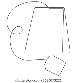 Continuous Line Illustration of a paper Tea bag Warm Herbal Drink for a Refreshing Morning