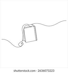 Continuous Line Illustration of a paper Tea bag Warm Herbal Drink for a Refreshing Morning