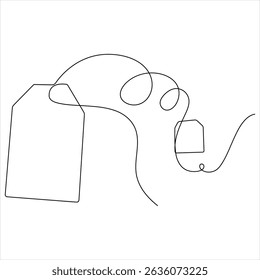 Continuous Line Illustration of a paper Tea bag Warm Herbal Drink for a Refreshing Morning
