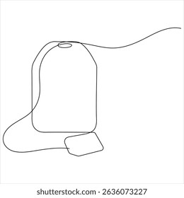 Durchgehende Linie Illustration eines Papiers Teebeutel Warm Herbal Drink für einen erfrischenden Morgen