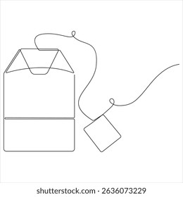 Continuous Line Illustration of a paper Tea bag Warm Herbal Drink for a Refreshing Morning
