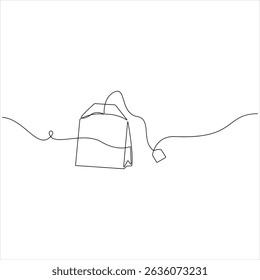 Continuous Line Illustration of a paper Tea bag Warm Herbal Drink for a Refreshing Morning