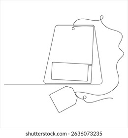 Continuous Line Illustration of a paper Tea bag Warm Herbal Drink for a Refreshing Morning
