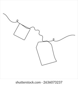 Continuous Line Illustration of a paper Tea bag Warm Herbal Drink for a Refreshing Morning