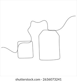 Continuous Line Illustration of a paper Tea bag Warm Herbal Drink for a Refreshing Morning