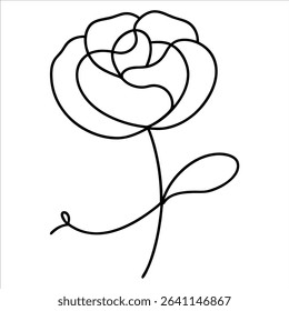 Continuous line illustration of poppy flower with flowing petals in black and white perfect for modern floral wall art botanical prints and decorative design work
