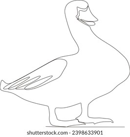 continuous line illustration of a swan standing