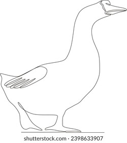 continuous line illustration of a swan standing