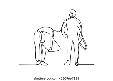 continuous line illustration of two surfers