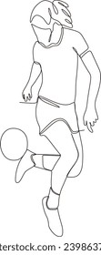 continuous line illustration of young beautiful woman in style