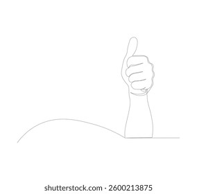 continuous line image Thumbs up icon in thin line style Vector illustration graphic design.white background
