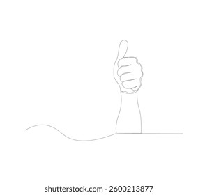 continuous line image Thumbs up icon in thin line style Vector illustration graphic design.white background
