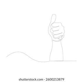 continuous line image Thumbs up icon in thin line style Vector illustration graphic design.white background
