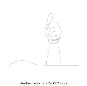 continuous line image Thumbs up icon in thin line style Vector illustration graphic design.white background

