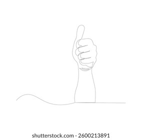 continuous line image Thumbs up icon in thin line style Vector illustration graphic design.white background
