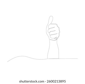 continuous line image Thumbs up icon in thin line style Vector illustration graphic design.white background
