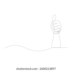 continuous line image Thumbs up icon in thin line style Vector illustration graphic design.white background
