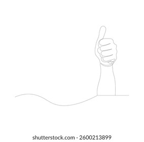 continuous line image Thumbs up icon in thin line style Vector illustration graphic design.white background
