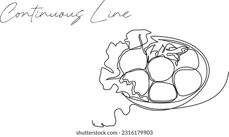 continuous line indonesian culinary meatball food white background