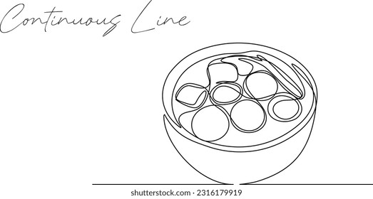 continuous line indonesian culinary meatball food white background