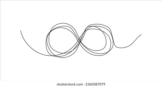 Continuous Line Infinity Icon, Monoline moebius symbol, One Line Limitless Silhouette, Infinite Sign, Eternity Endless Shape, Infinity Vector Illustration