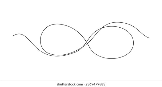 Continuous Line Infinity Icon, Monoline moebius symbol, One Line Limitless Silhouette, Infinite Sign, Eternity Endless Shape, Infinity Vector Illustration