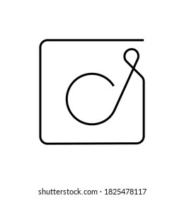 Continuous line instagram icon, social media minimalistic label, network silhouette vector illustration