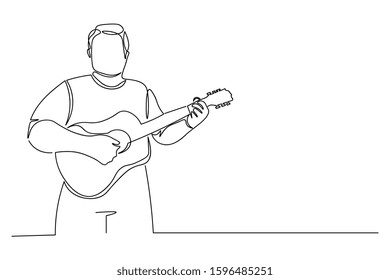 Continuous line instruments, guitars, music, design simplicity. Hand-drawn style