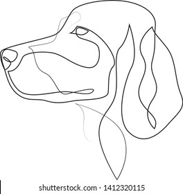 Continuous line Irish Setter. Single line minimal style Setter dog vector illustration. Portrait
