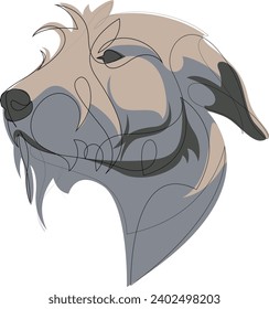 Kontinuierliche Linie Irish Wolfhound. Single Line minimale Stil Scottish Deerhound Hund Vektorgrafik. Porträtzeichnung.