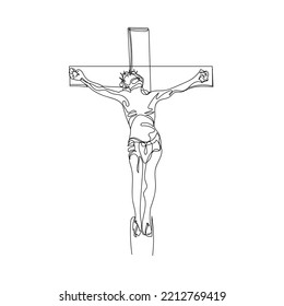 continuous line Jesus christ one line drawing the Lord jesus being overtaken line art the event the crucifixion jesus christ