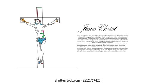 continuous line of Jesus christ.one line drawing of the Lord jesus being overtaken.line art of the event of the crucifixion of jesus christ