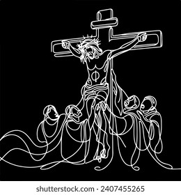 continuous line of Jesus christ.one line drawing of the Lord jesus being overtaken. line art of the event of the crucifixion of jesus christ