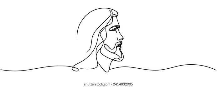 continuous line Jesus christ. one line drawing Lord jesus is full of love