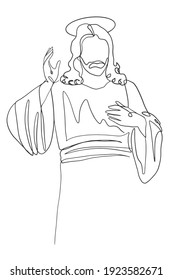 Continuous line jesus prayer wishes religious concept simple line Hand drawn style illustration vector