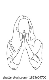 Continuous line jesus prayer wishes religious concept simple line Hand drawn style illustration vector