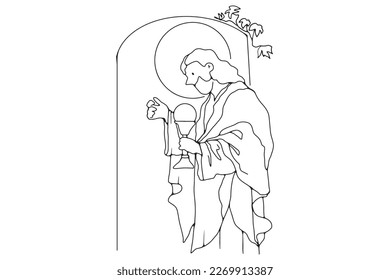 Continuous line Jesus's prayer wishes are religious concepts in a simple line. Hand-drawn style illustration vector Bible