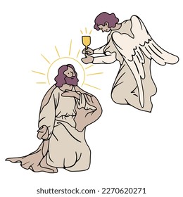 Línea continua Los deseos de oración de Jesús son conceptos religiosos en una línea simple. Ilustración de estilo de mano vector Biblia