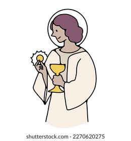 Continuous line Jesus's prayer wishes are religious concepts in a simple line. Hand-drawn style illustration vector Bible