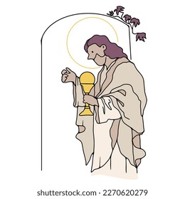 Continuous line Jesus's prayer wishes are religious concepts in a simple line. Hand-drawn style illustration vector Bible