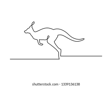 continuous line of kangaroo vector