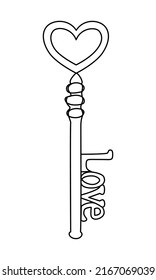 Dibujo continuo de la clave de línea. Ilustración de clave minimalista dibujada a mano para habitación de hotel, hogar, coche, taquilla. Elemento vectorial para la venta o alquiler de inmuebles. Esquema de icono de acceso, concepto de claves de seguridad web