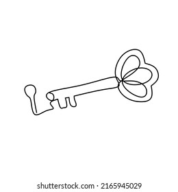 continuous line of a key. isolated white background