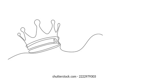 continuous line of the king's crown. single line image of crown isolated on white background svg